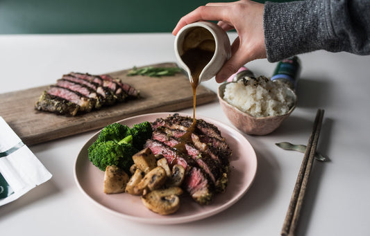 Seaweed Crusted Sirloin Steak with Worcestershire Butter Sauce