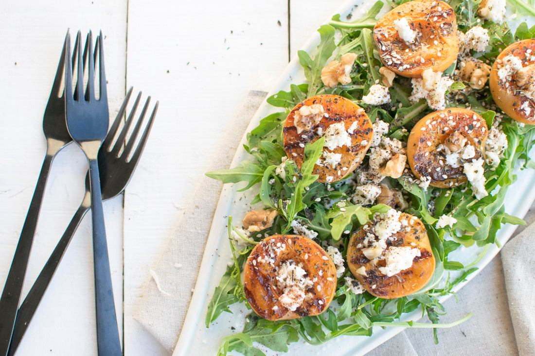 Grilled Apricot and Feta Salad with Seaweed Sprinkle