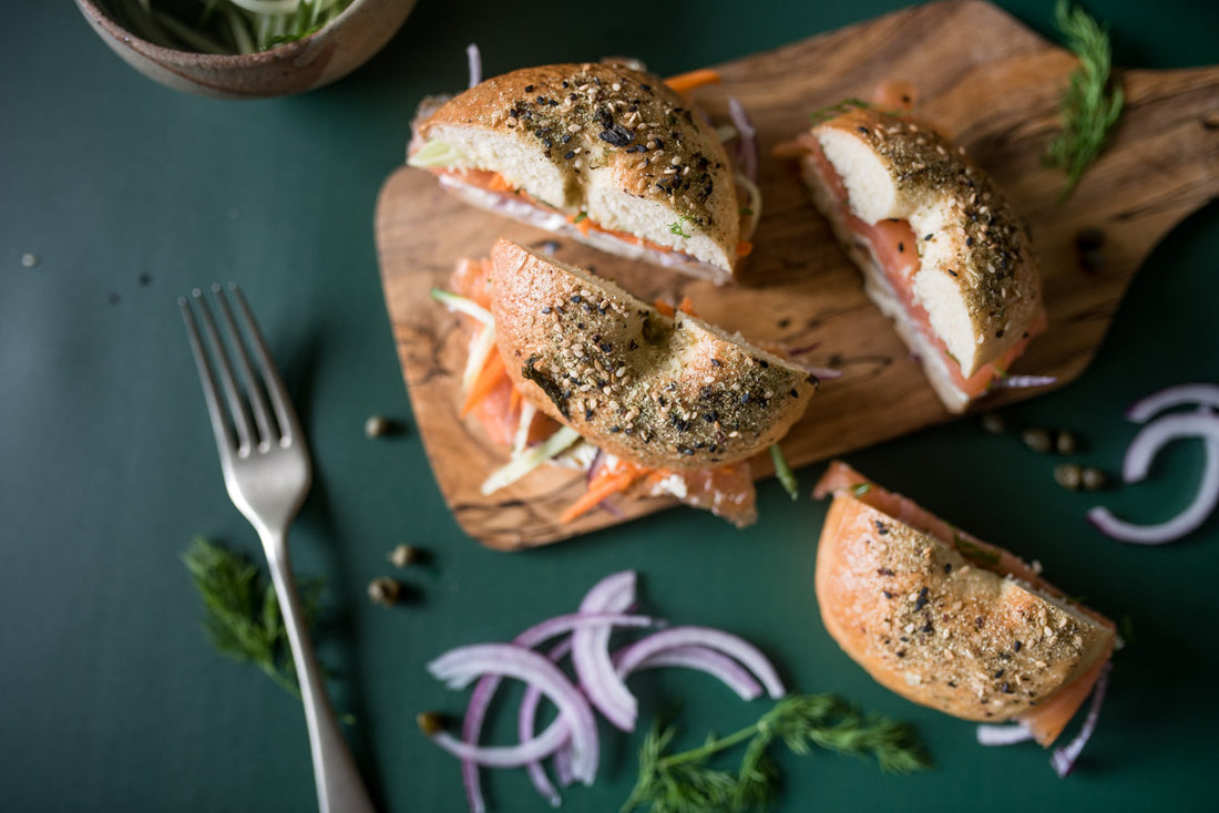 Rainbow Seaweed Crusted Bagels