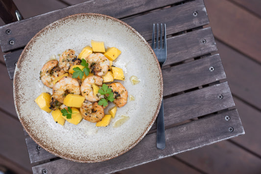 Seaweed Marinaded Prawns and Mango Salad