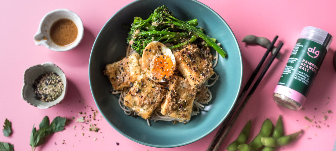 Soba Noodle Salad with Seaweed Panko Tofu