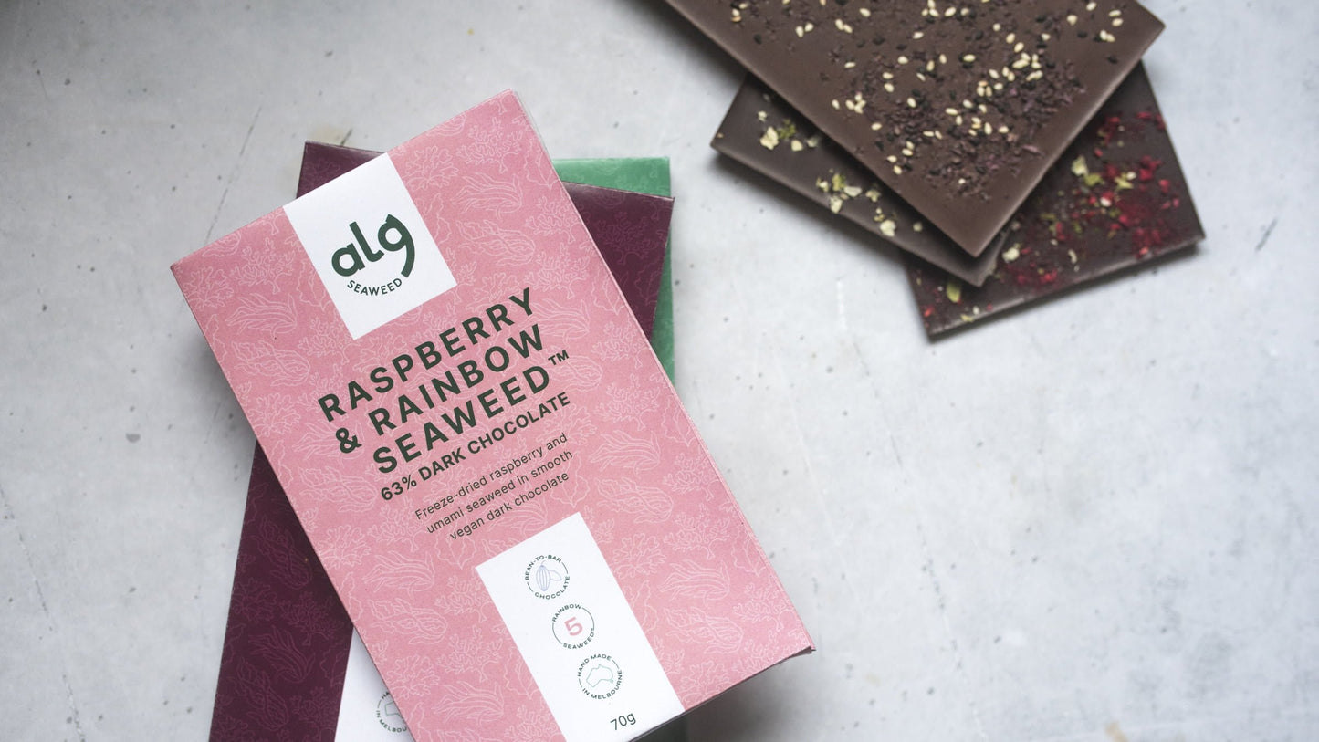 Raspberry & Rainbow Seaweed™ Dark Chocolate