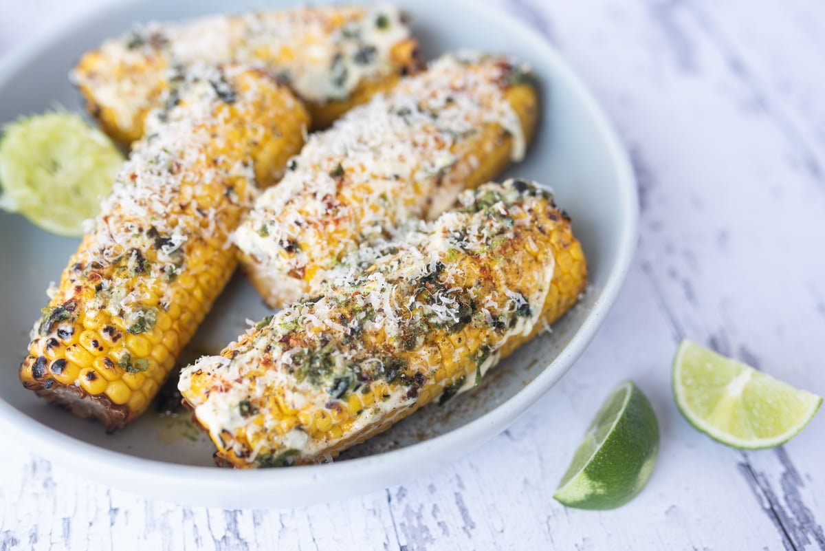 Mexican Style Grilled Corn Cob with Seaweed Butter